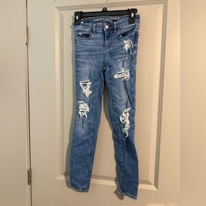 American Eagle Outfitters Blue Skinny Jeans Distressed Style